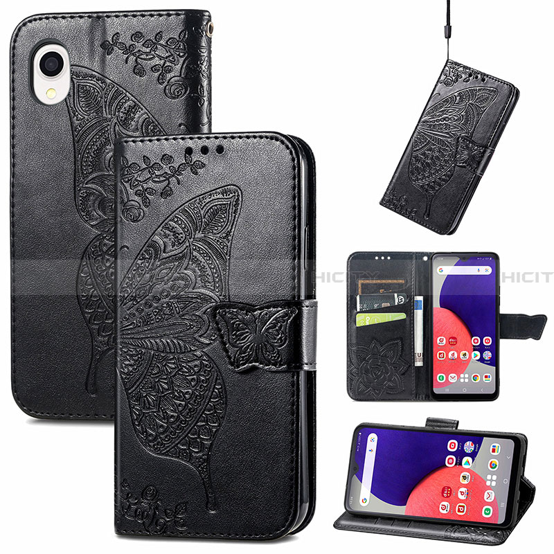 Custodia Portafoglio In Pelle Farfalla Cover con Supporto per Samsung Galaxy A22 5G SC-56B