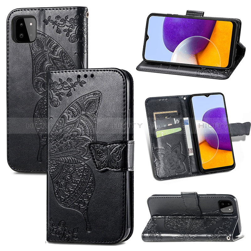 Custodia Portafoglio In Pelle Farfalla Cover con Supporto per Samsung Galaxy A22s 5G