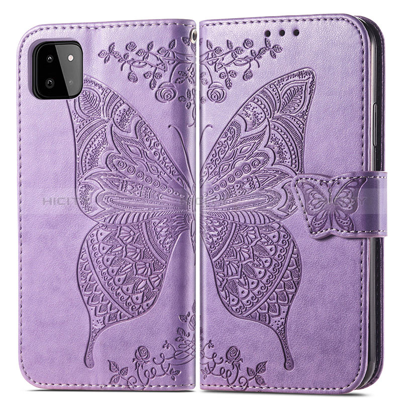 Custodia Portafoglio In Pelle Farfalla Cover con Supporto per Samsung Galaxy A22s 5G Lavanda