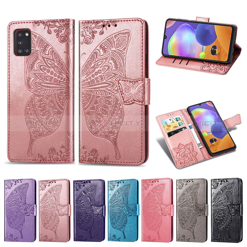 Custodia Portafoglio In Pelle Farfalla Cover con Supporto per Samsung Galaxy A31