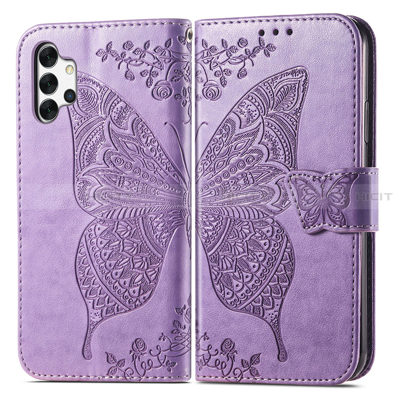 Custodia Portafoglio In Pelle Farfalla Cover con Supporto per Samsung Galaxy A32 4G Lavanda