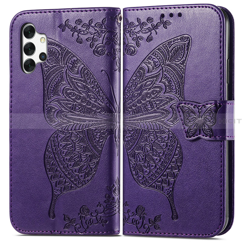 Custodia Portafoglio In Pelle Farfalla Cover con Supporto per Samsung Galaxy A32 4G Viola