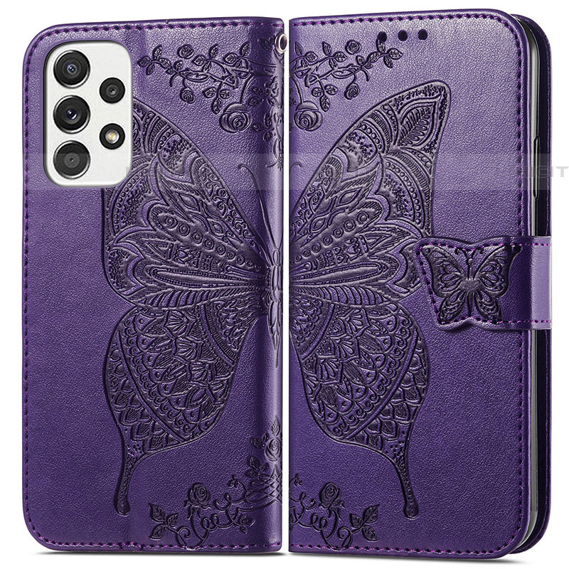 Custodia Portafoglio In Pelle Farfalla Cover con Supporto per Samsung Galaxy A53 5G Viola