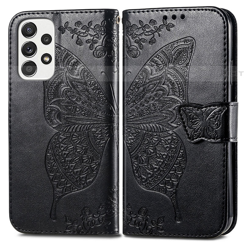 Custodia Portafoglio In Pelle Farfalla Cover con Supporto per Samsung Galaxy A73 5G Nero