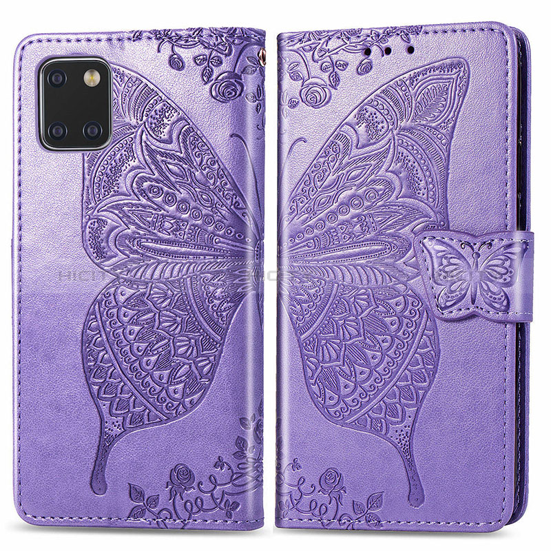 Custodia Portafoglio In Pelle Farfalla Cover con Supporto per Samsung Galaxy A81 Lavanda