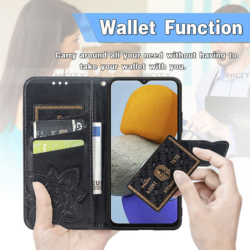 Custodia Portafoglio In Pelle Farfalla Cover con Supporto per Samsung Galaxy F23 5G