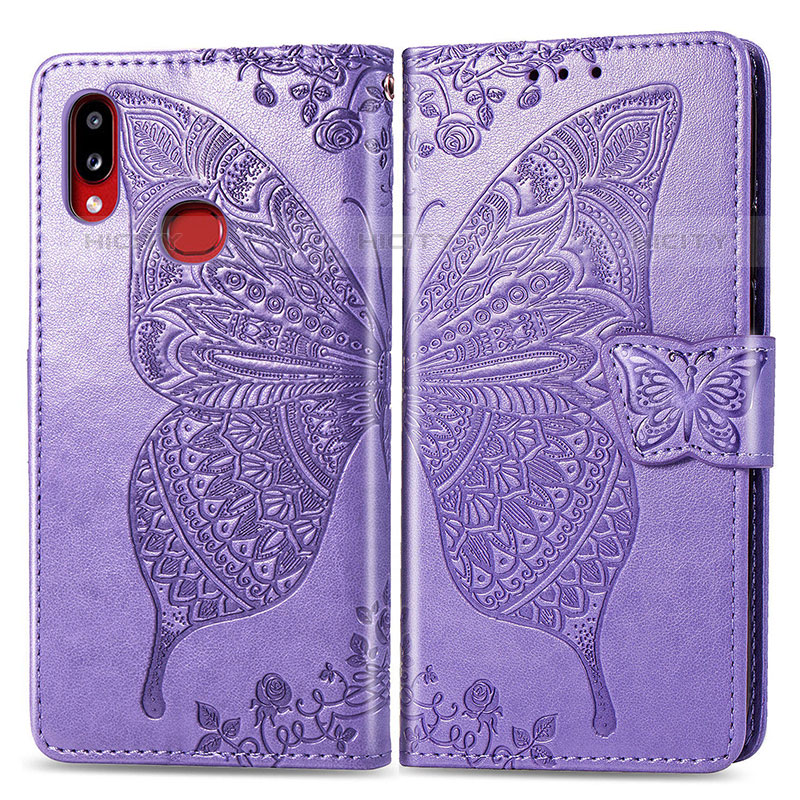 Custodia Portafoglio In Pelle Farfalla Cover con Supporto per Samsung Galaxy M01s Lavanda