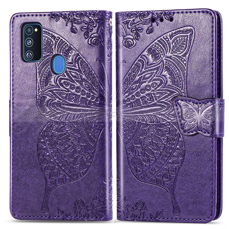 Custodia Portafoglio In Pelle Farfalla Cover con Supporto per Samsung Galaxy M30s