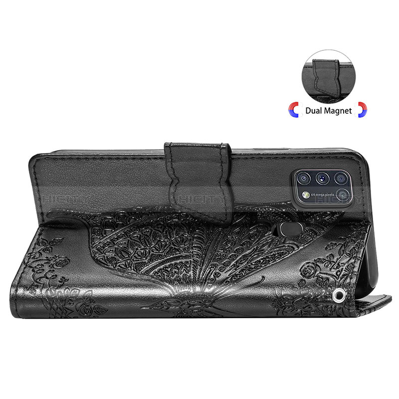 Custodia Portafoglio In Pelle Farfalla Cover con Supporto per Samsung Galaxy M31