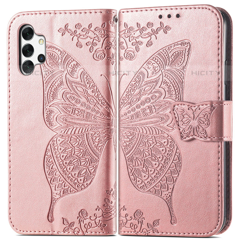 Custodia Portafoglio In Pelle Farfalla Cover con Supporto per Samsung Galaxy M32 5G Rosa