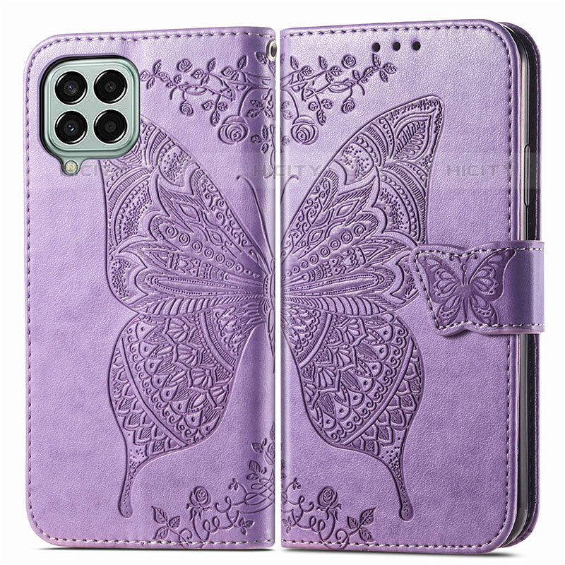 Custodia Portafoglio In Pelle Farfalla Cover con Supporto per Samsung Galaxy M33 5G Lavanda