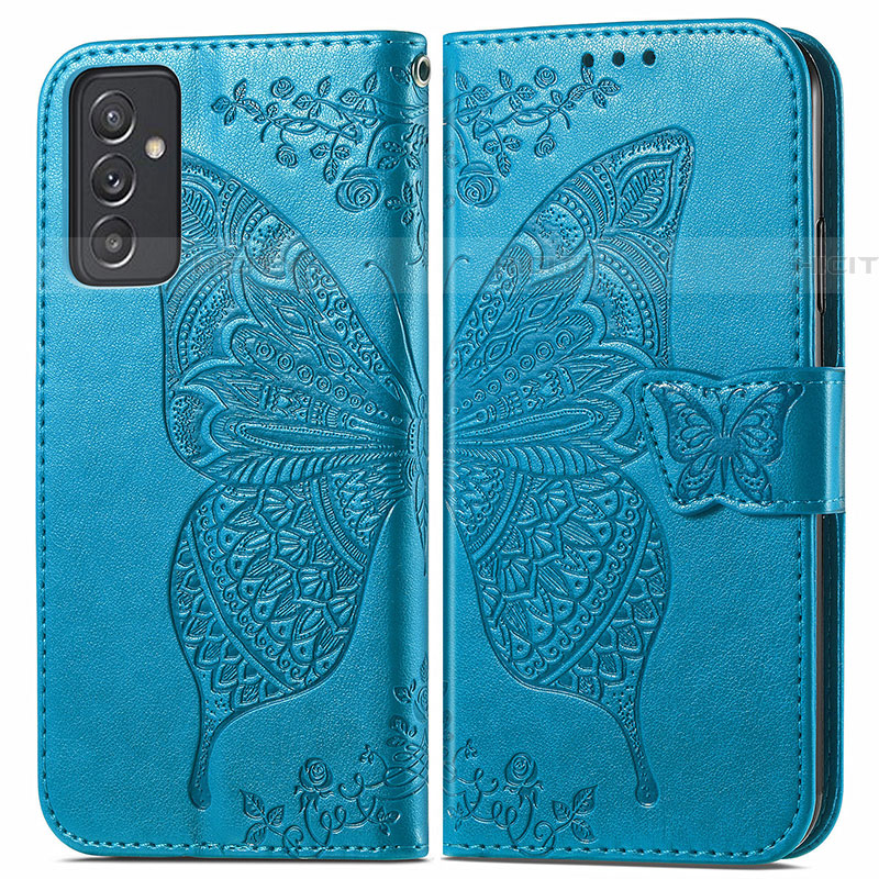 Custodia Portafoglio In Pelle Farfalla Cover con Supporto per Samsung Galaxy M34 5G Blu