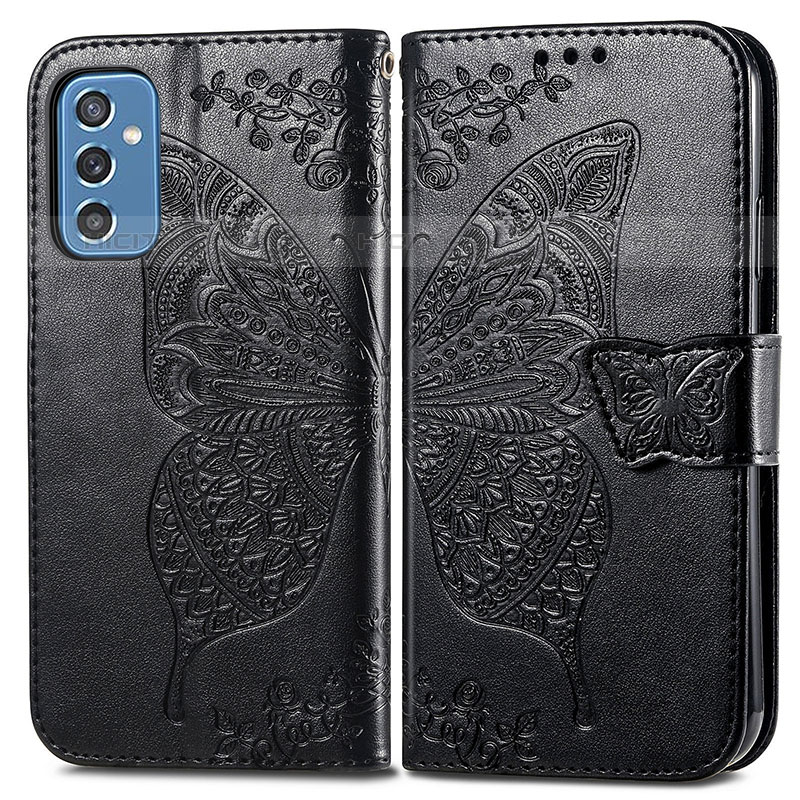 Custodia Portafoglio In Pelle Farfalla Cover con Supporto per Samsung Galaxy M52 5G Nero