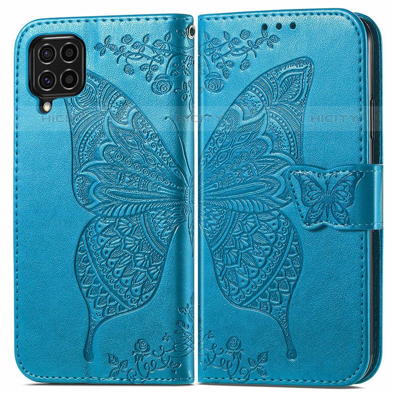 Custodia Portafoglio In Pelle Farfalla Cover con Supporto per Samsung Galaxy M62 4G Blu