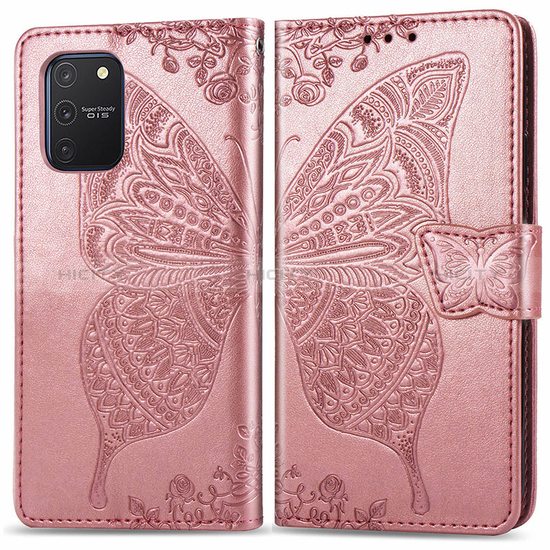 Custodia Portafoglio In Pelle Farfalla Cover con Supporto per Samsung Galaxy S10 Lite Rosa