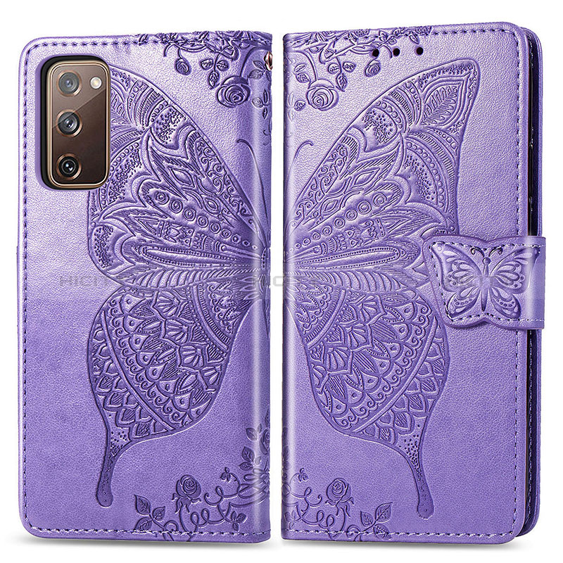 Custodia Portafoglio In Pelle Farfalla Cover con Supporto per Samsung Galaxy S20 Lite 5G Lavanda