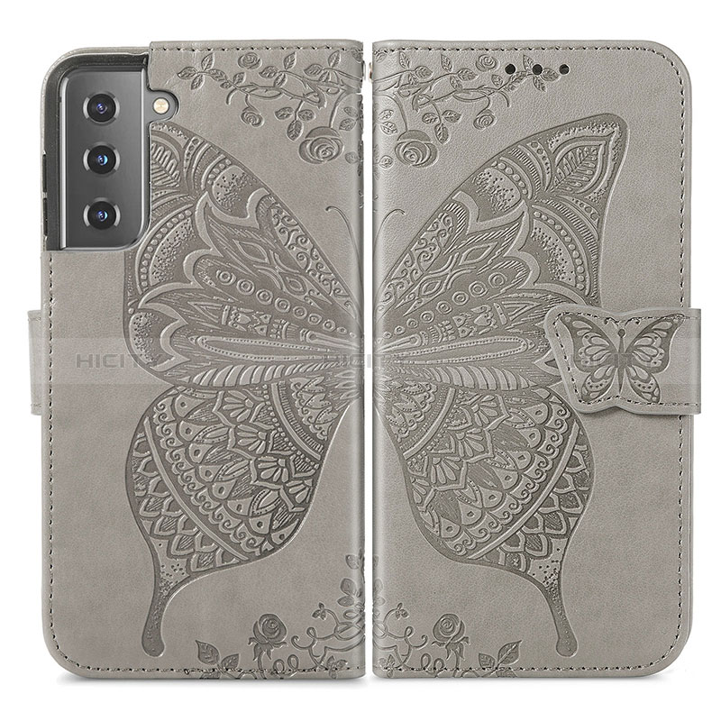 Custodia Portafoglio In Pelle Farfalla Cover con Supporto per Samsung Galaxy S24 Plus 5G Grigio