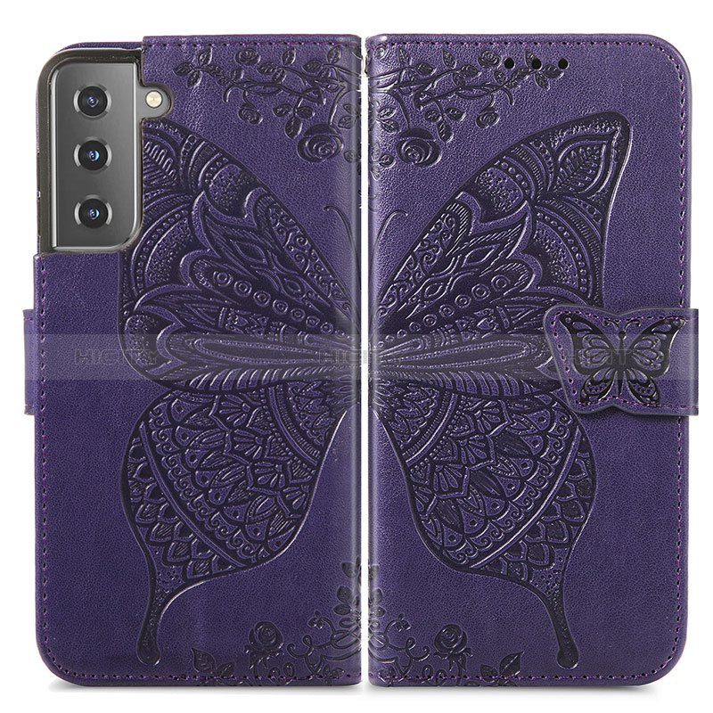 Custodia Portafoglio In Pelle Farfalla Cover con Supporto per Samsung Galaxy S25 5G Viola