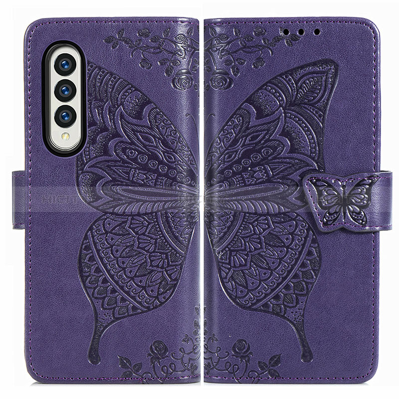 Custodia Portafoglio In Pelle Farfalla Cover con Supporto per Samsung Galaxy Z Fold3 5G