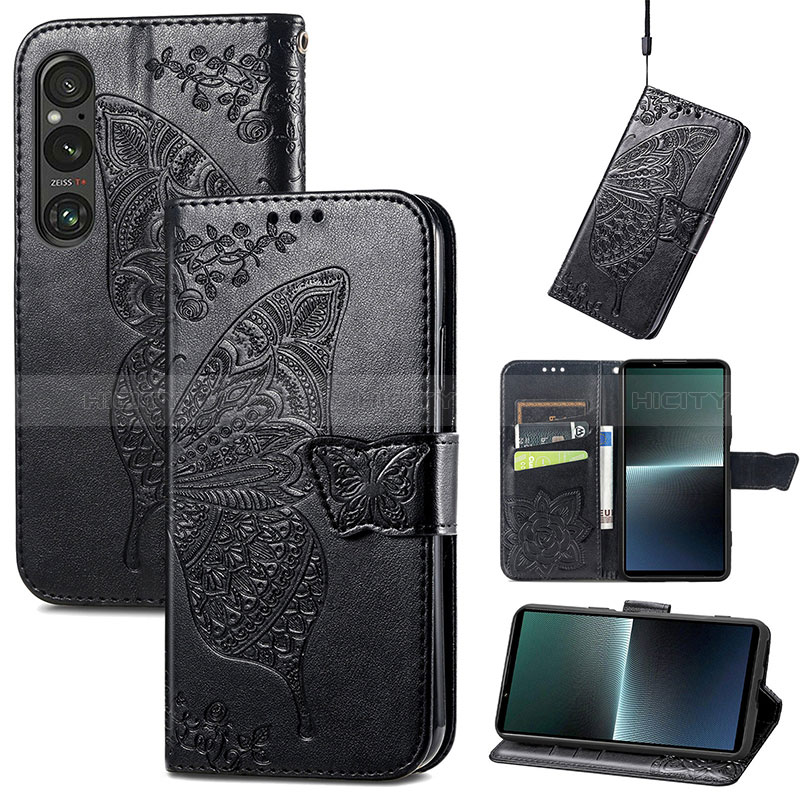 Custodia Portafoglio In Pelle Farfalla Cover con Supporto per Sony Xperia 1 V