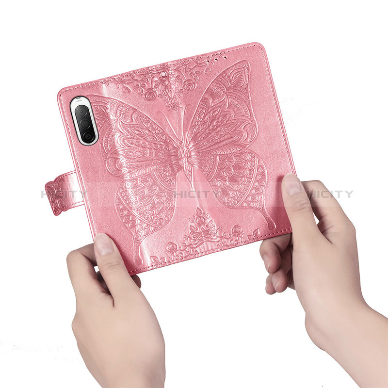 Custodia Portafoglio In Pelle Farfalla Cover con Supporto per Sony Xperia 10 II