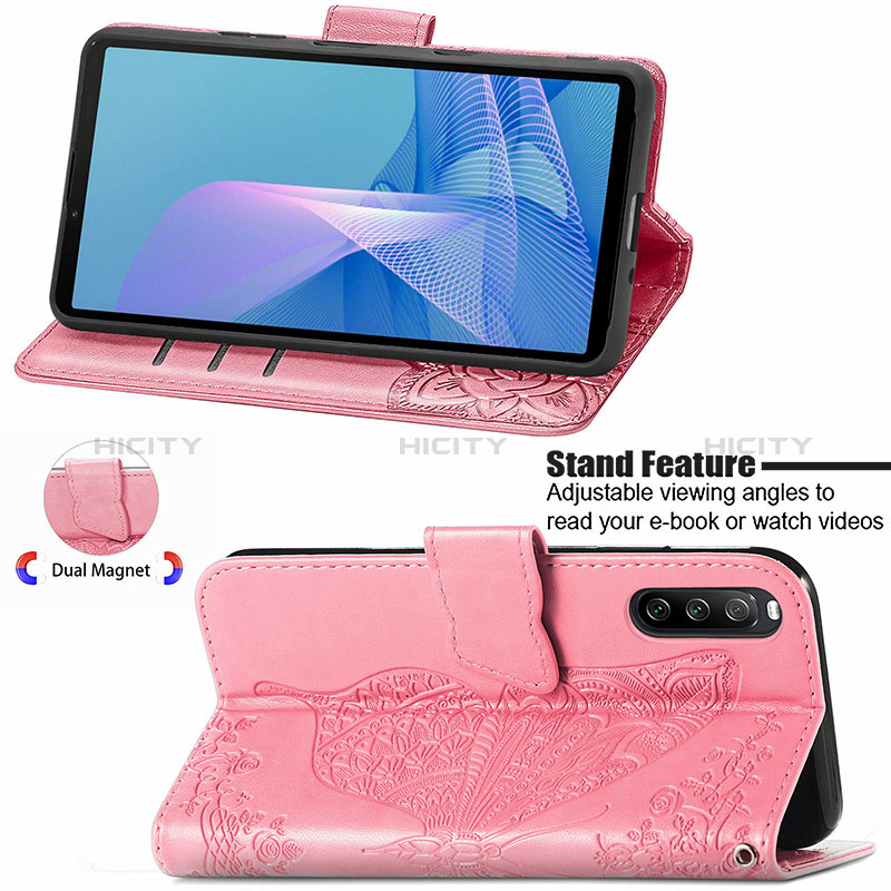 Custodia Portafoglio In Pelle Farfalla Cover con Supporto per Sony Xperia 10 III Lite