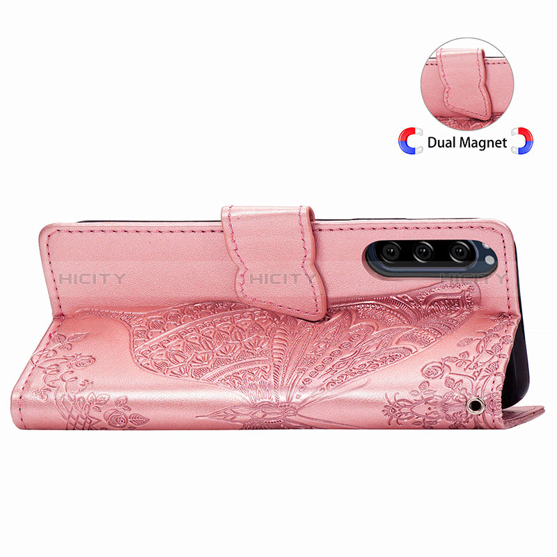 Custodia Portafoglio In Pelle Farfalla Cover con Supporto per Sony Xperia 5