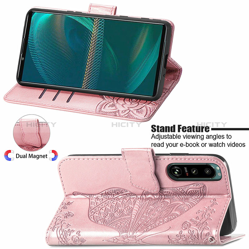 Custodia Portafoglio In Pelle Farfalla Cover con Supporto per Sony Xperia 5 IV