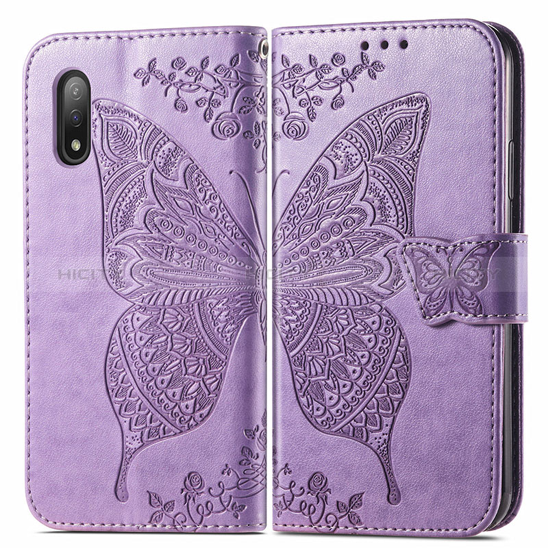 Custodia Portafoglio In Pelle Farfalla Cover con Supporto per Sony Xperia Ace II Lavanda