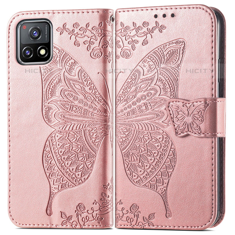 Custodia Portafoglio In Pelle Farfalla Cover con Supporto per Vivo Y52s 5G Rosa