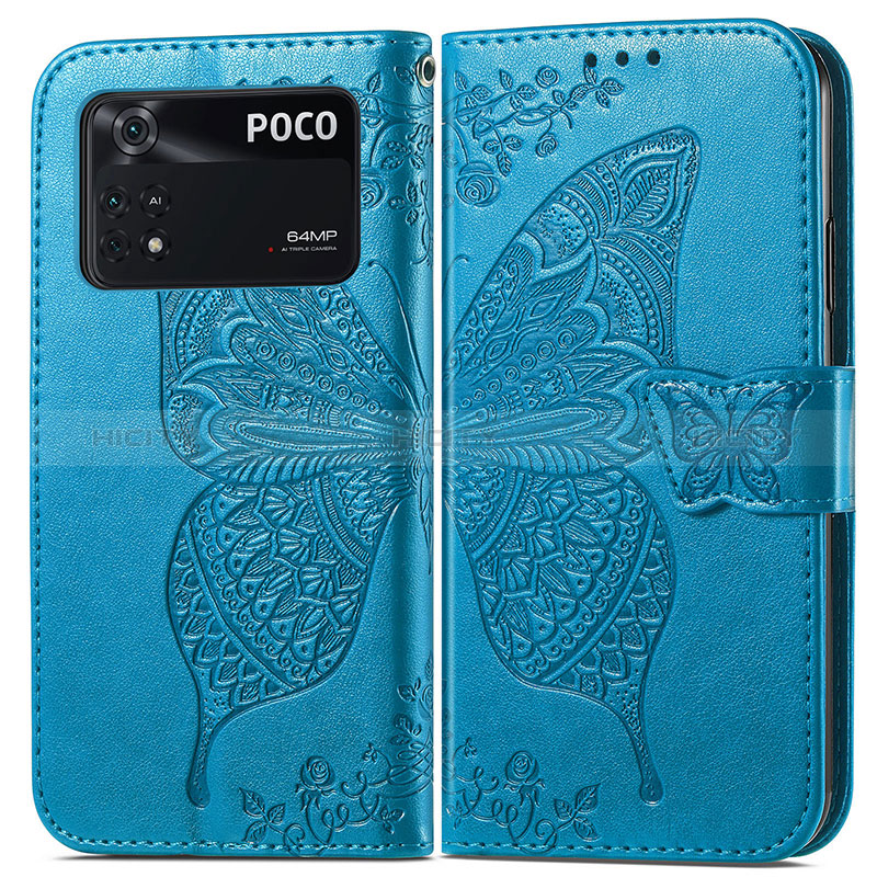 Custodia Portafoglio In Pelle Farfalla Cover con Supporto per Xiaomi Poco M4 Pro 4G