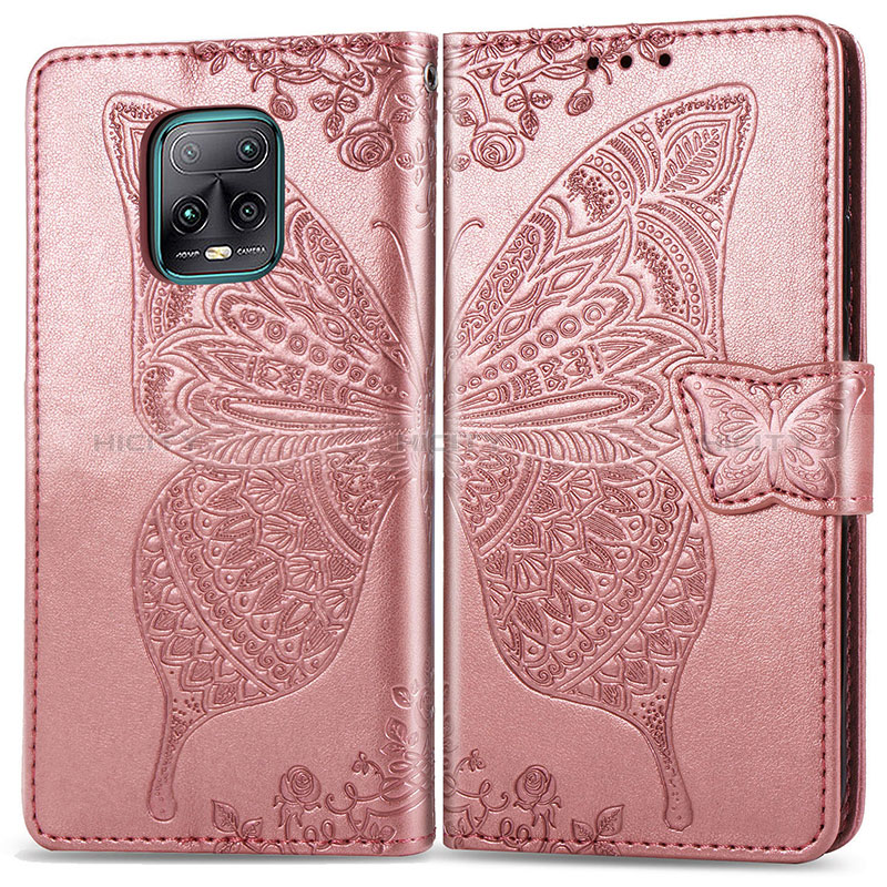 Custodia Portafoglio In Pelle Farfalla Cover con Supporto per Xiaomi Redmi 10X Pro 5G Rosa