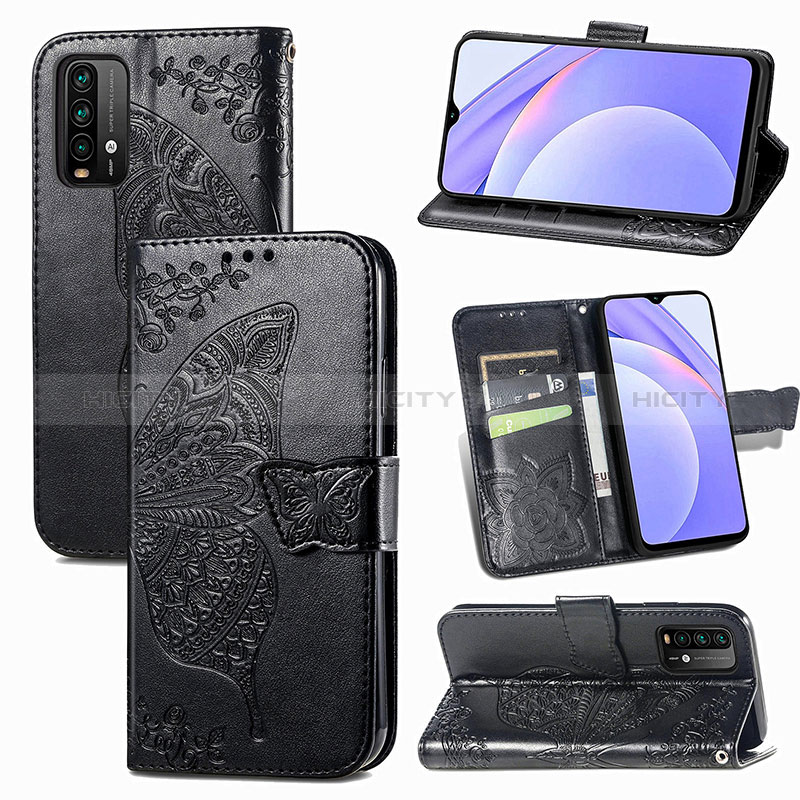 Custodia Portafoglio In Pelle Farfalla Cover con Supporto per Xiaomi Redmi 9 Power