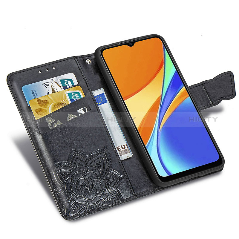 Custodia Portafoglio In Pelle Farfalla Cover con Supporto per Xiaomi Redmi 9C NFC