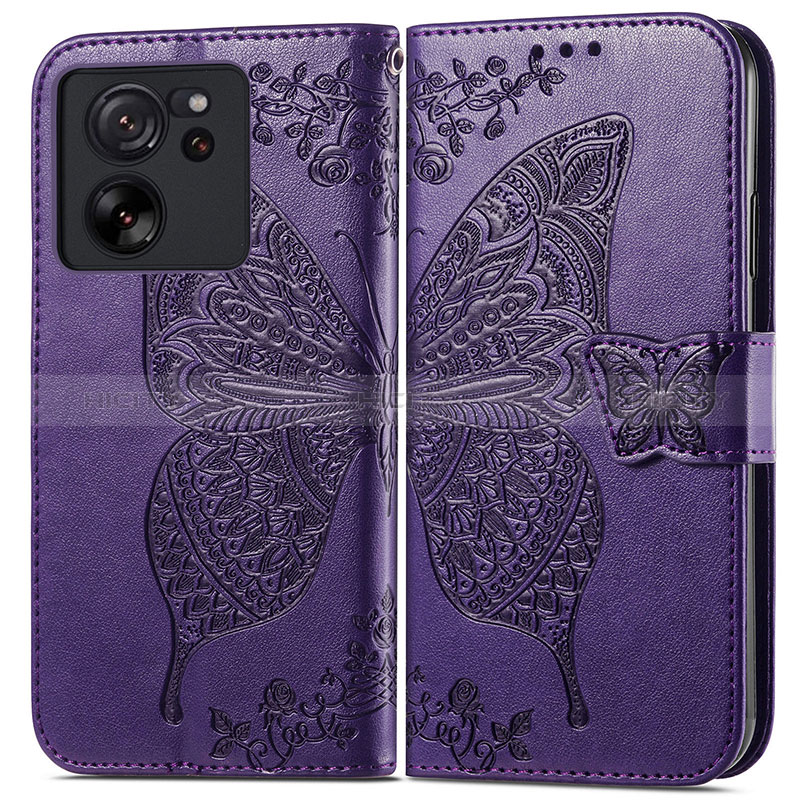 Custodia Portafoglio In Pelle Farfalla Cover con Supporto per Xiaomi Redmi K60 Ultra 5G Viola