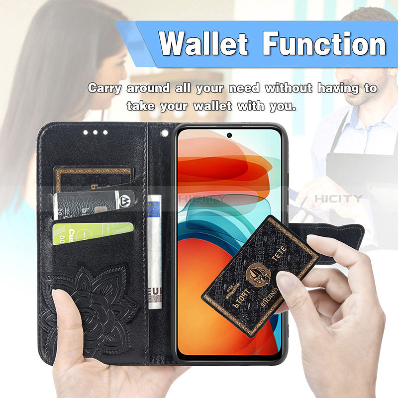 Custodia Portafoglio In Pelle Farfalla Cover con Supporto per Xiaomi Redmi Note 10 Pro 5G
