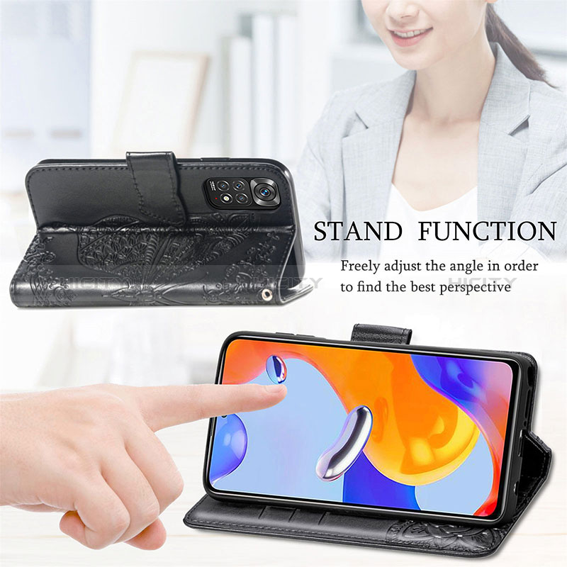 Custodia Portafoglio In Pelle Farfalla Cover con Supporto per Xiaomi Redmi Note 11 Pro 4G