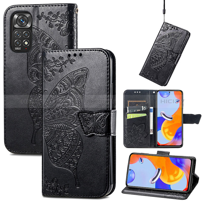 Custodia Portafoglio In Pelle Farfalla Cover con Supporto per Xiaomi Redmi Note 11 Pro 4G