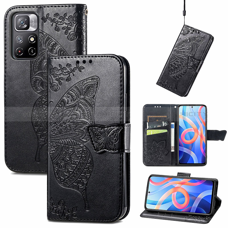 Custodia Portafoglio In Pelle Farfalla Cover con Supporto per Xiaomi Redmi Note 11T 5G