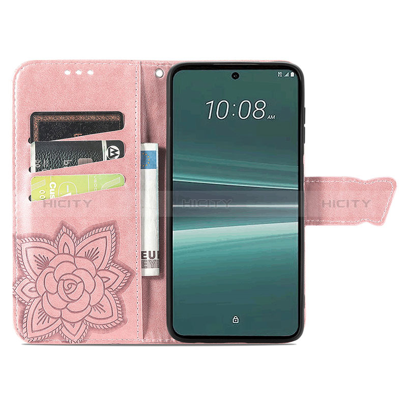 Custodia Portafoglio In Pelle Farfalla Cover con Supporto S01D per HTC U23 5G