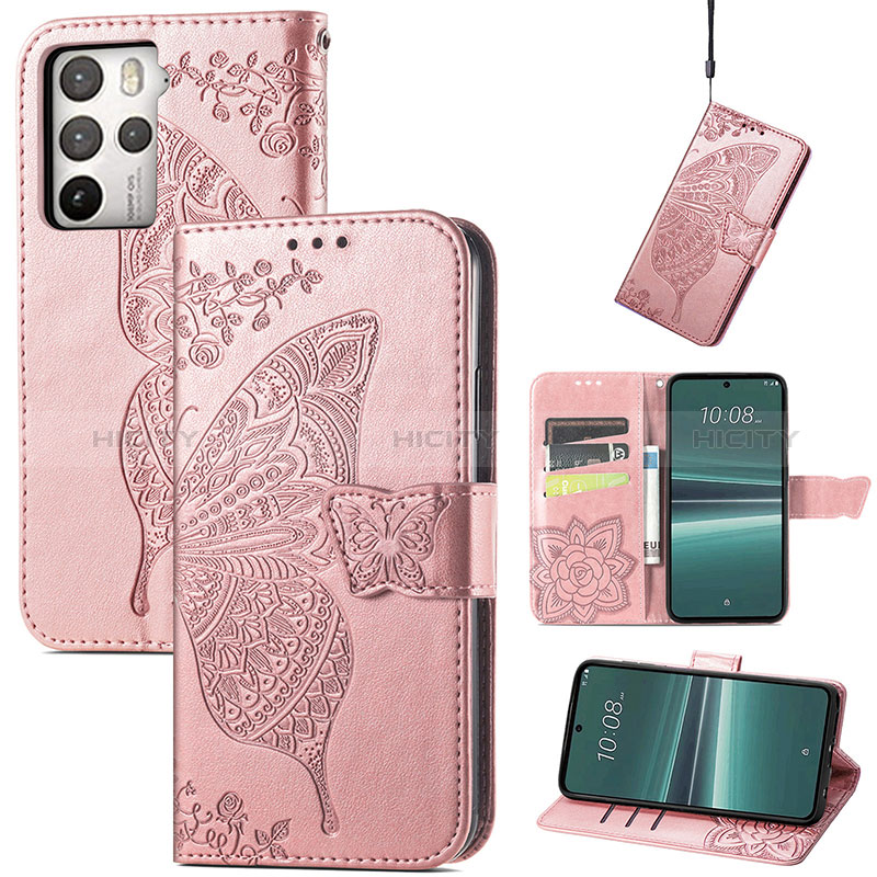 Custodia Portafoglio In Pelle Farfalla Cover con Supporto S01D per HTC U23 Pro 5G