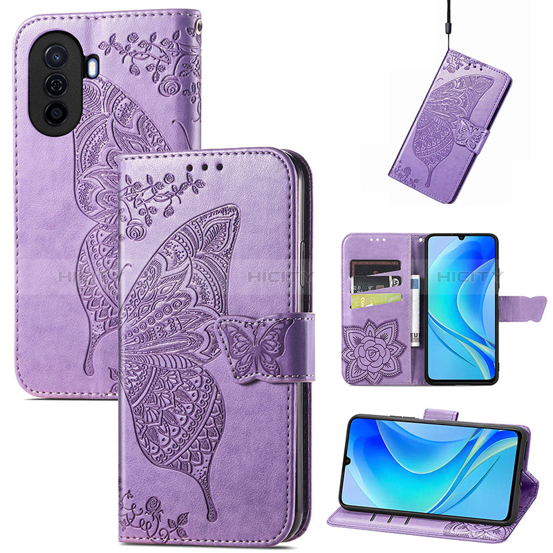 Custodia Portafoglio In Pelle Farfalla Cover con Supporto S01D per Huawei Enjoy 50