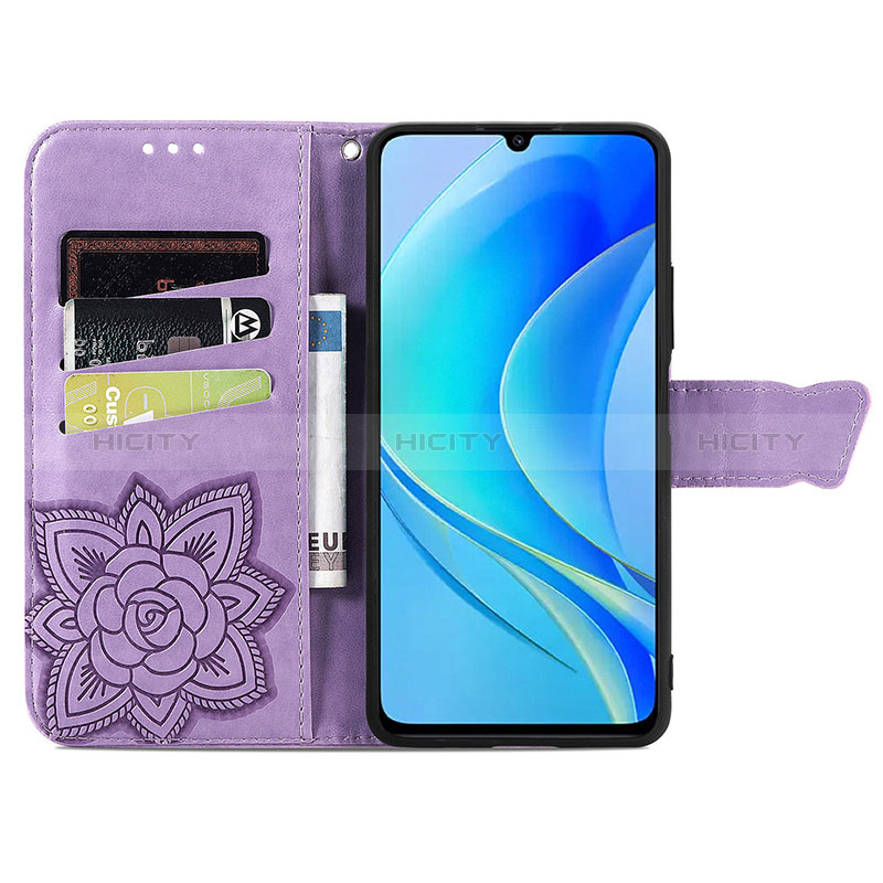 Custodia Portafoglio In Pelle Farfalla Cover con Supporto S01D per Huawei Enjoy 50