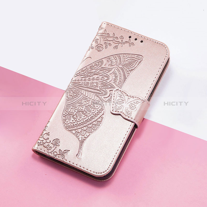 Custodia Portafoglio In Pelle Farfalla Cover con Supporto S01D per Huawei Enjoy 50 Oro Rosa