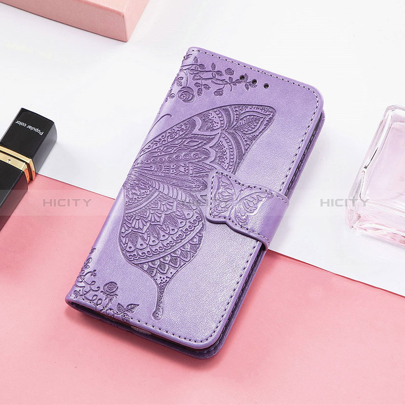 Custodia Portafoglio In Pelle Farfalla Cover con Supporto S01D per Huawei Honor 60 5G Lavanda