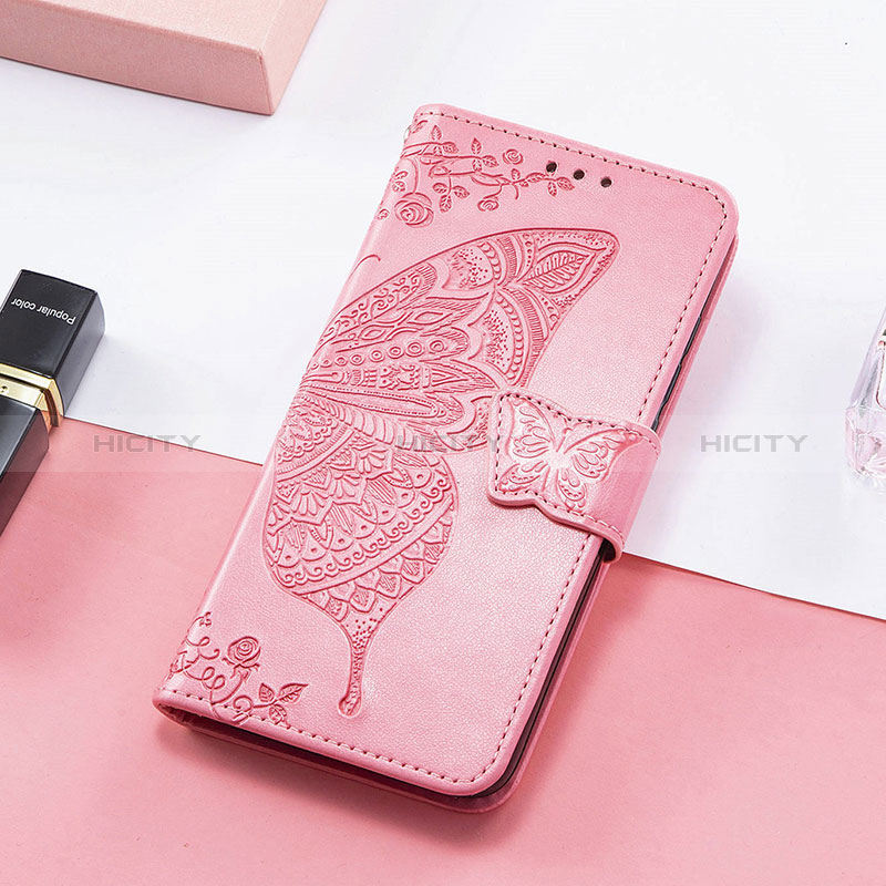 Custodia Portafoglio In Pelle Farfalla Cover con Supporto S01D per Huawei Honor 60 5G Rosa Caldo