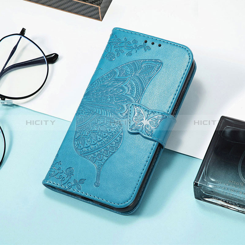 Custodia Portafoglio In Pelle Farfalla Cover con Supporto S01D per Huawei Honor 60 Pro 5G Blu