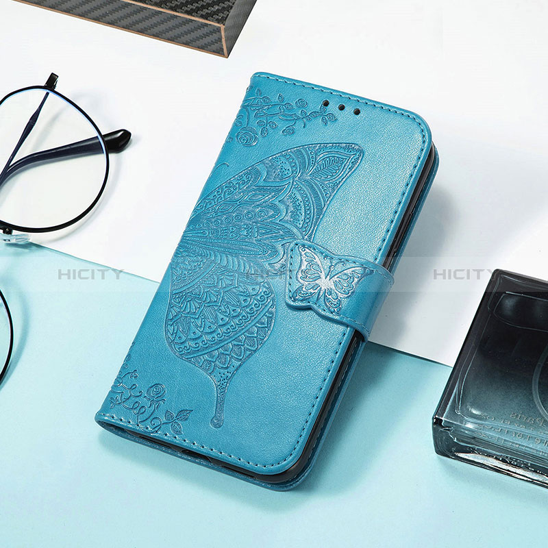 Custodia Portafoglio In Pelle Farfalla Cover con Supporto S01D per Huawei Honor 60 SE 5G Blu