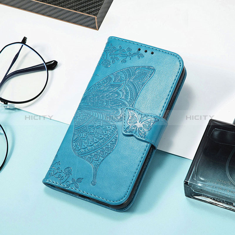 Custodia Portafoglio In Pelle Farfalla Cover con Supporto S01D per Huawei Honor 80 SE 5G Blu