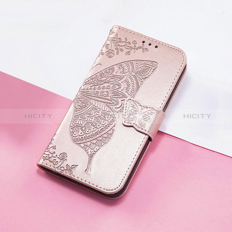 Custodia Portafoglio In Pelle Farfalla Cover con Supporto S01D per Huawei Honor Magic3 5G Oro Rosa